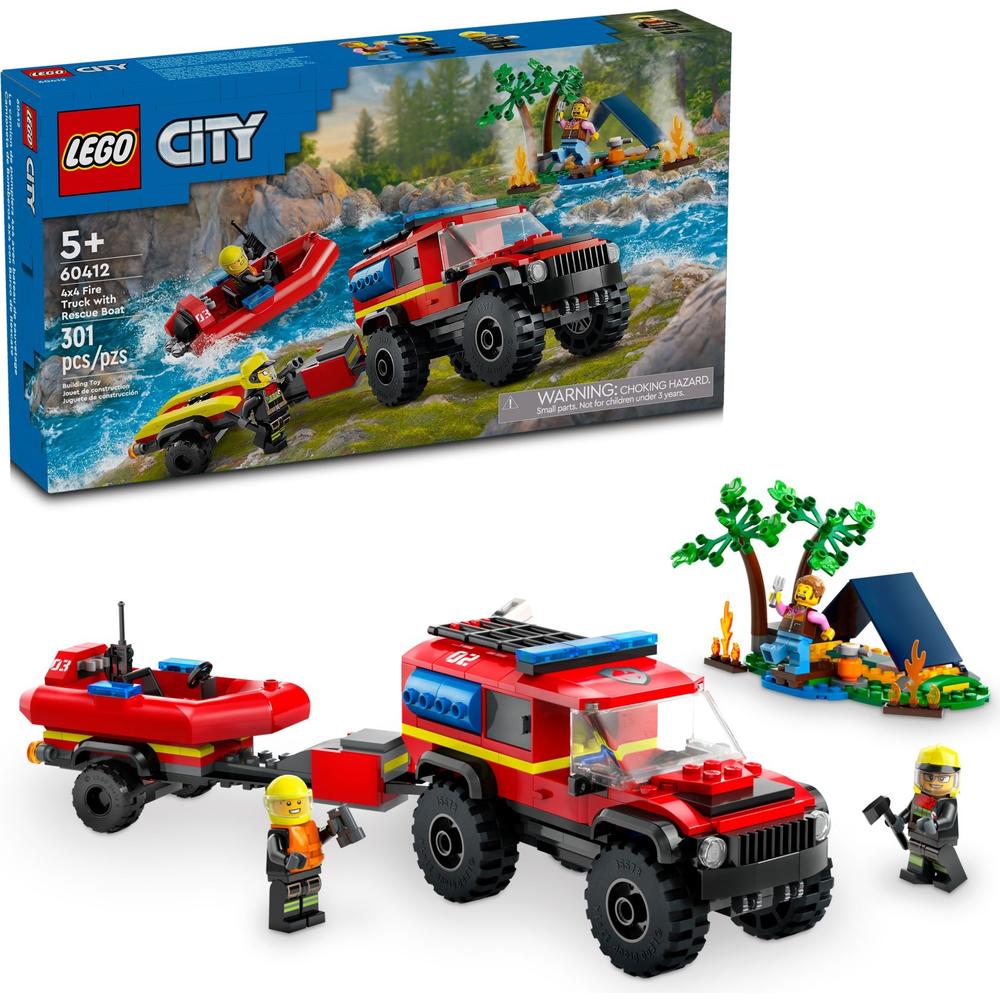 LEGO 乐高 City城市系列 60412 4x4 消防车和救生艇 188.3元