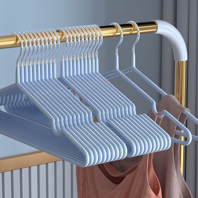 山明 浸塑衣架无痕防滑加粗耐用家用挂衣成人宿舍架子晾晒晾衣服 云水蓝 3