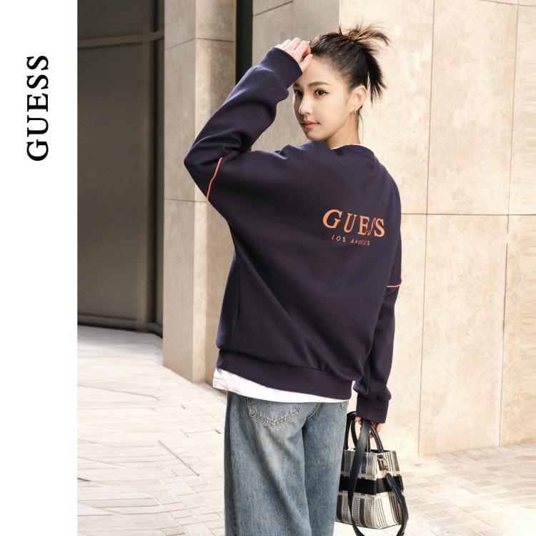 GUESS 盖尔斯 圆领套头衫经典LOGO卫衣-X2BQ46R2Q41 211元