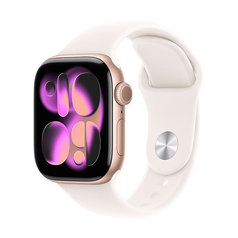 Apple Watch Series 11 GPS版 42mm玫瑰金壳淡桃粉带 智能手表 2028.96元