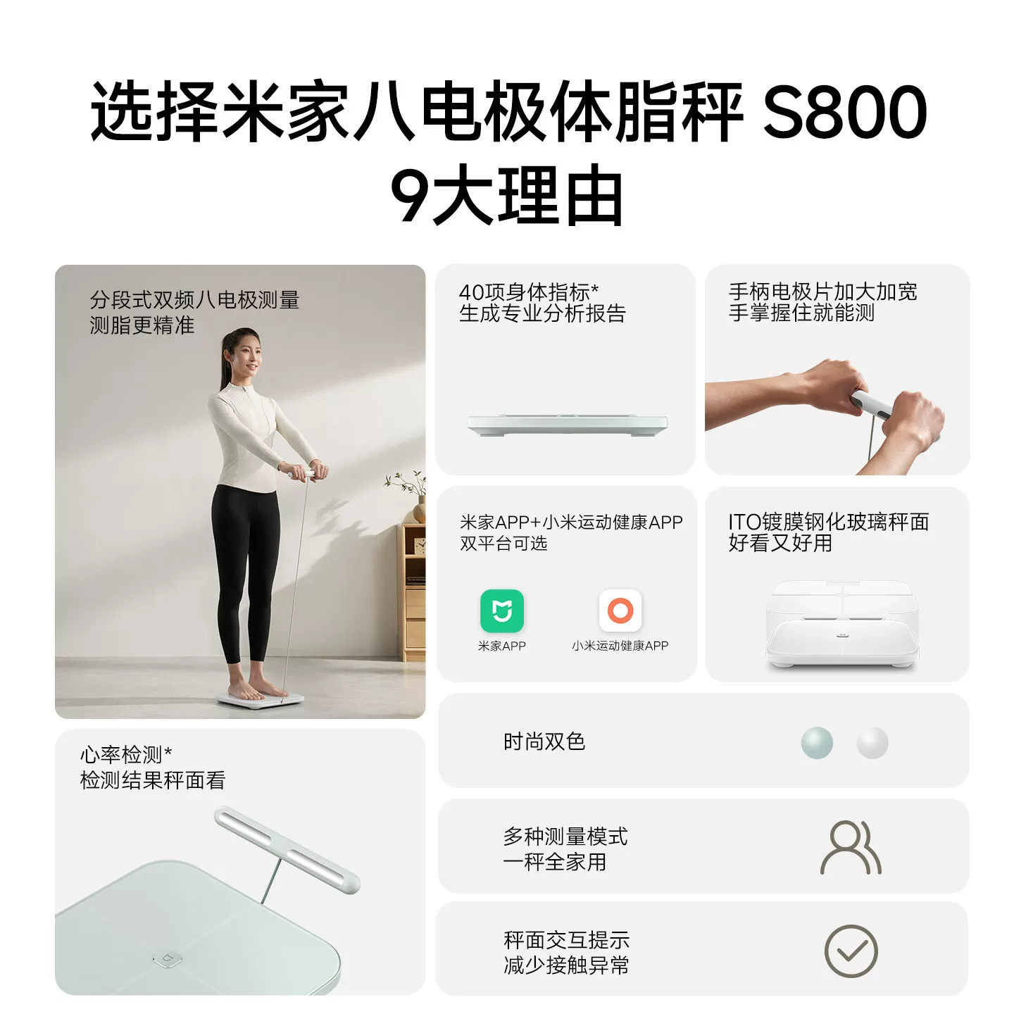 米家 小米米家八电极体脂秤S800体重秤电子秤家用减肥智能称重礼物 309元 - 86线报