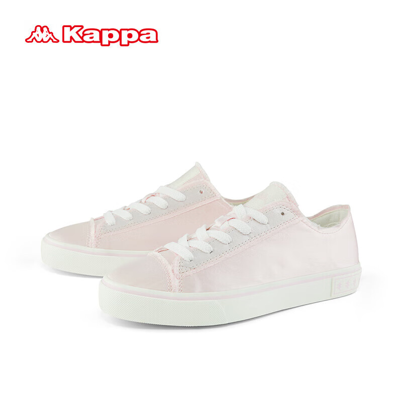 Kappa 卡帕 经典低帮帆布鞋子女厚底显高板鞋轻便软底百搭运动休闲鞋 通粉