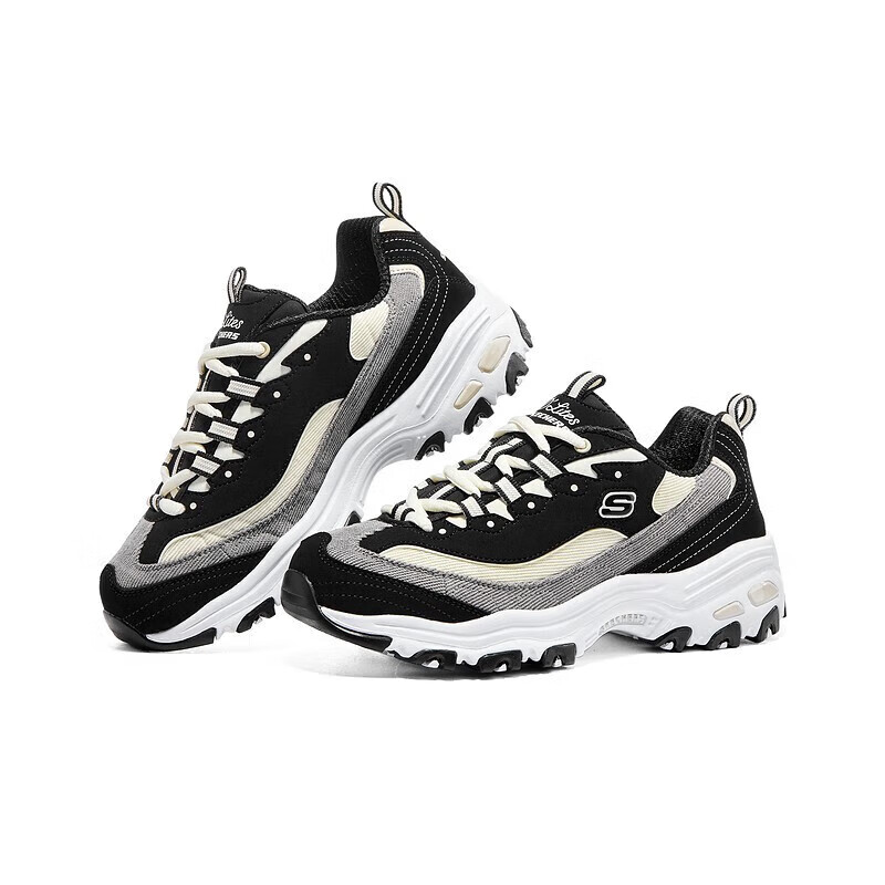 PLUS会员: 斯凯奇（Skechers）女鞋奶茶熊时尚复古潮流增高厚底休闲老爹鞋百