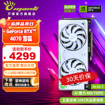 万丽 Manli ）RTX 4070 12G SUPER新品 电竞游戏设计AI渲染直播白色独立显卡 RTX 4070