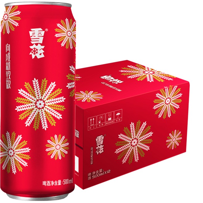 SNOWBEER 雪花 Plus会员：雪花啤酒（Snowbeer） 节庆红罐8度500ml*12听 年货送礼 喜庆礼盒 32.3元（需买3件，需用券）