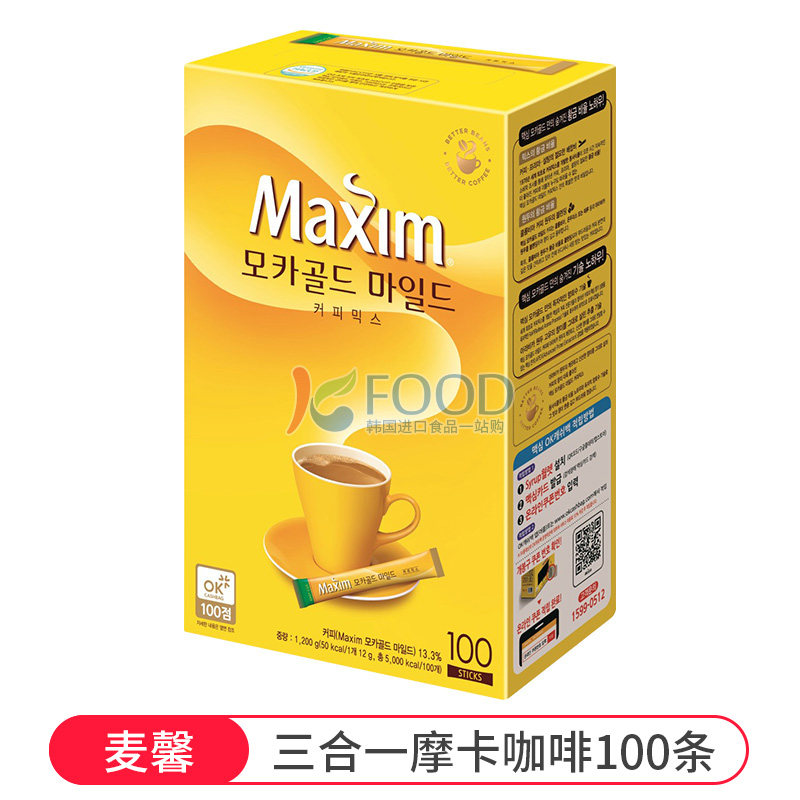 移动端：maxim 麦馨 中度烘焙 摩卡速溶三合一咖啡 102元（淘金币可抵6.05元起