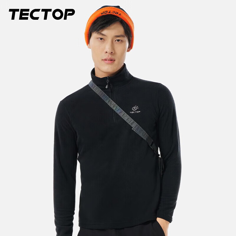 TECTOP 探拓 抓绒衣男女立领打底衫加厚保暖卫衣冲锋衣内胆保暖衣服 男款黑