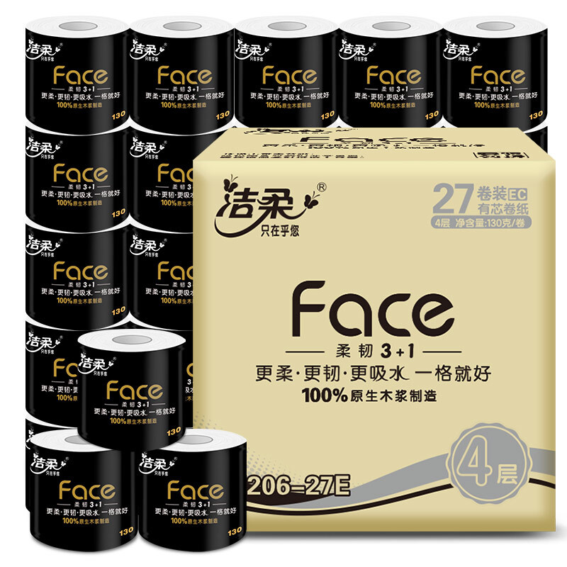 洁柔 Face系列 卷纸 4层130g27卷 46.91元