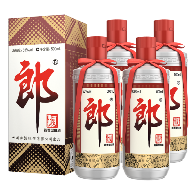 郎酒 普郎53度酱香型 500ml*4瓶过年送礼白酒 596元（需用券）