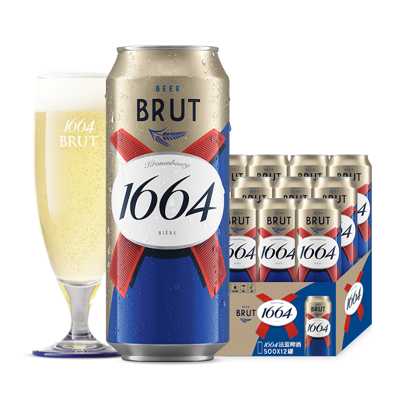PLUS会员、需首购：kronenbourg 1664 法式拉格啤酒 500ml*12罐*2件 130.08元包邮（需