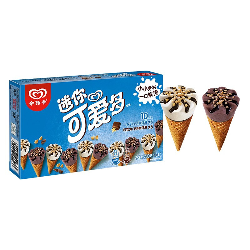 WALL'S 和路雪 天津地区 迷你可爱多甜筒 香草巧克力口味冰淇淋 20g*10支 雪糕 5.95元（需买5件，需用券）