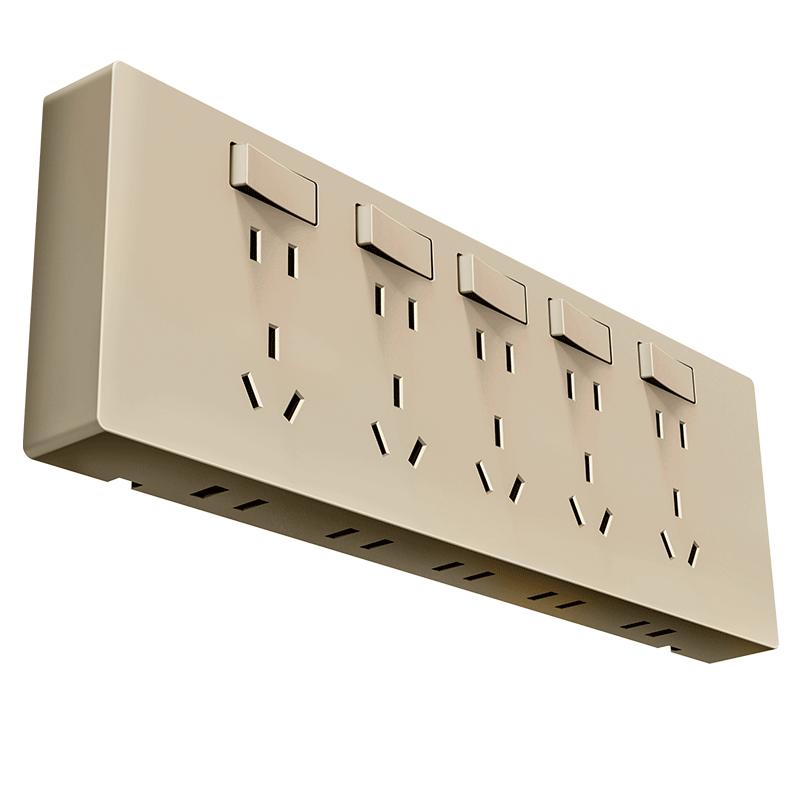 PLUS会员: FDD 国际电工 86型扩展式插座 4开28孔独立控制向右 金色 16.75元包邮