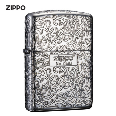 ZIPPO 之宝 打火机 唐草ZIPPO在我心-黑银色 ZBT-3-21c 煤油防风火机 650元