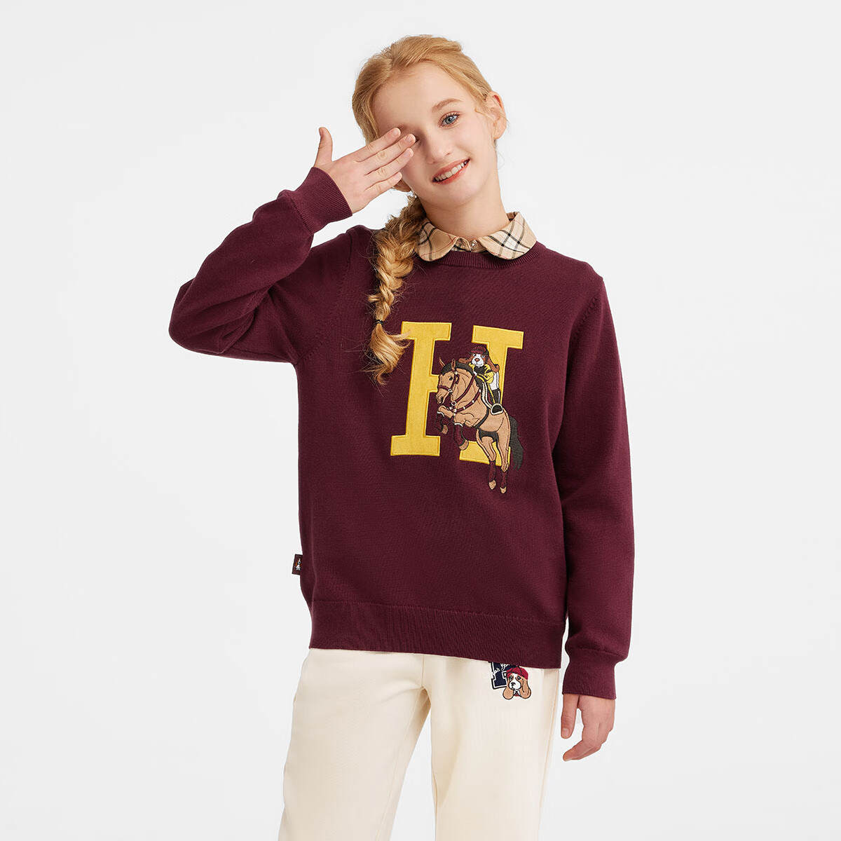 暇步士 男女大童线衣 波尔多红 170 119.08元