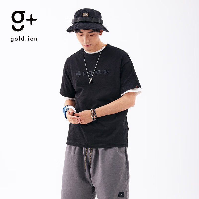 goldlion 金利来 g+ 男士短袖T恤 ETSEG853003-99-黑色 L 84.85元（需用券）