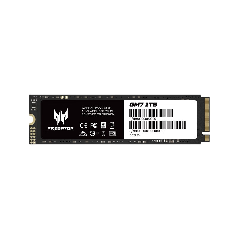 PREDATOR 宏碁掠夺者 GM7系列 NVMe M.2 固态硬盘 1TB（PCI-E4.0） 499元