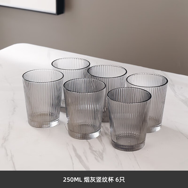CRISTALGLASS 格娜斯 欧式玻璃杯耐热喝水杯家用客厅待客茶杯竖纹把手水具套
