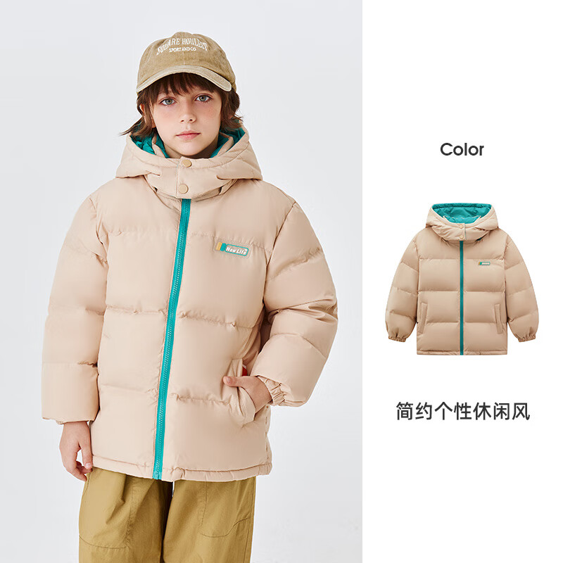 雪中飞 135.7g高充绒 冬季儿童连帽加厚保暖羽绒服 男女同款 114元