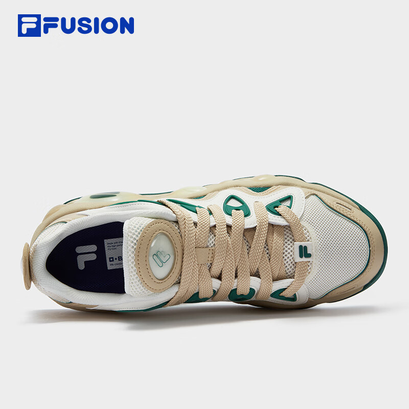 FILA FUSION 斐乐 潮牌男鞋VERTICAL复古篮球鞋 融裂鞋 雪白/小麦棕-SA 41 659元 包