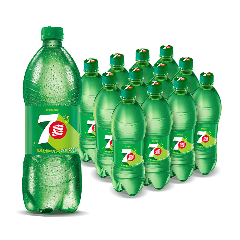 限北京、概率券、plus：百事可乐七喜 7UP 柠檬味 汽水碳酸饮料 900ml*12瓶*3件 