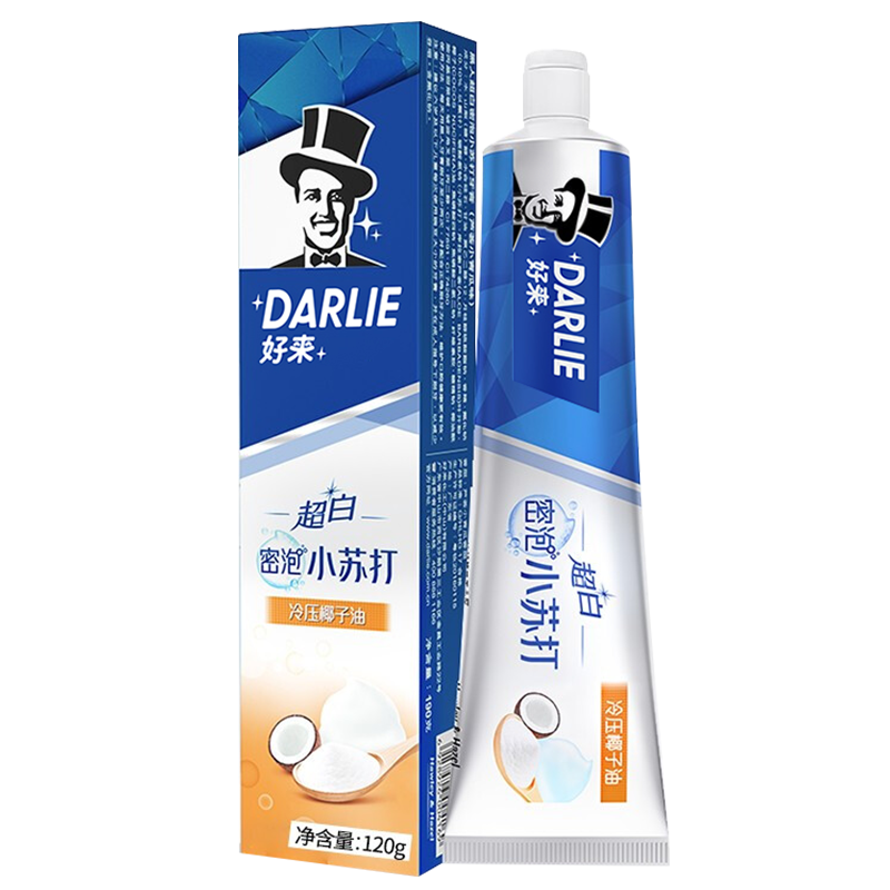 好来（DARLIE）小苏打焕白茶倍健清新口气牙渍烟渍含氟成人 椰油苏打120g 7.9