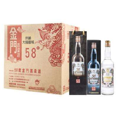 预售：金门高粱 白金龙 清香型白酒 58度600ml*12 瓶 老版整箱装 1499元（定金10