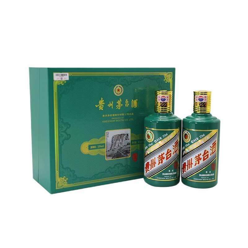 MOUTAI 茅台 生肖 壬寅虎年 53度 酱香型白酒 375ml*2瓶 礼盒装 4008.41元