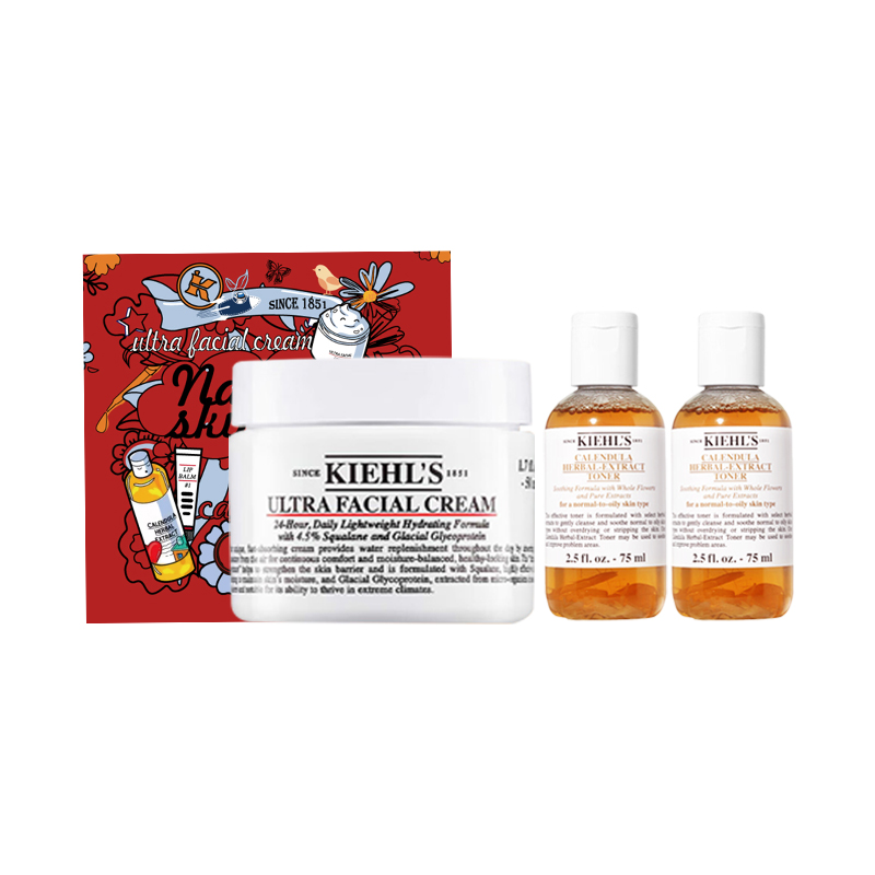 88VIP：Kiehl's 科颜氏 情人节礼物Kiehl＇s科颜氏高保湿面霜 金盏花爽肤水礼盒5