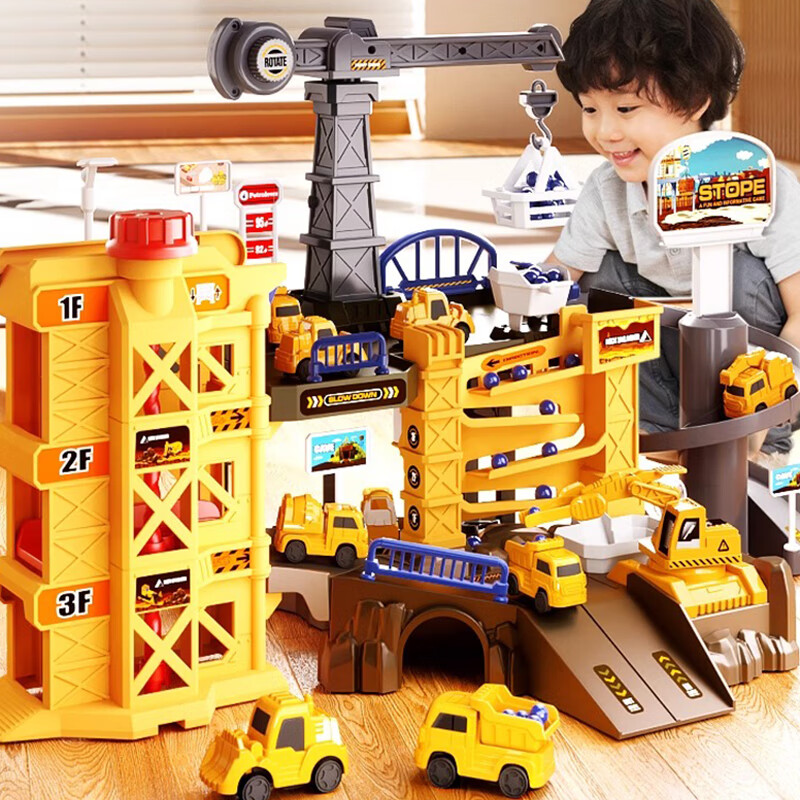 活石（LIVING STONES）儿童玩具小火车轨道车停车场 55件套8辆车 工程非电动款 
