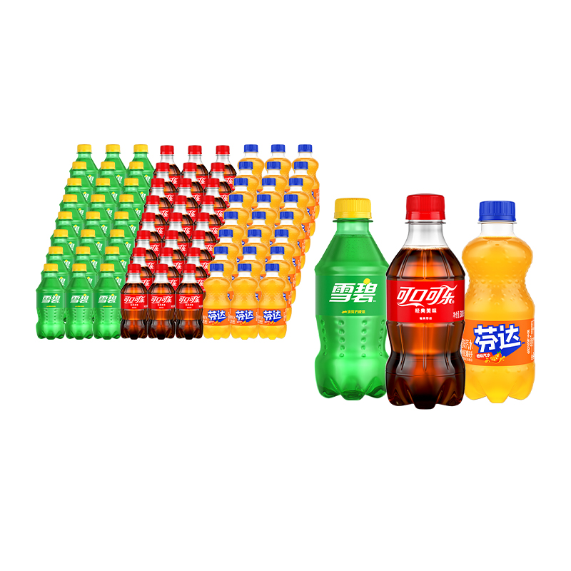 可口可乐 碳酸饮料 300ml*24瓶*3箱（可乐+雪碧+芬达） 64.78元