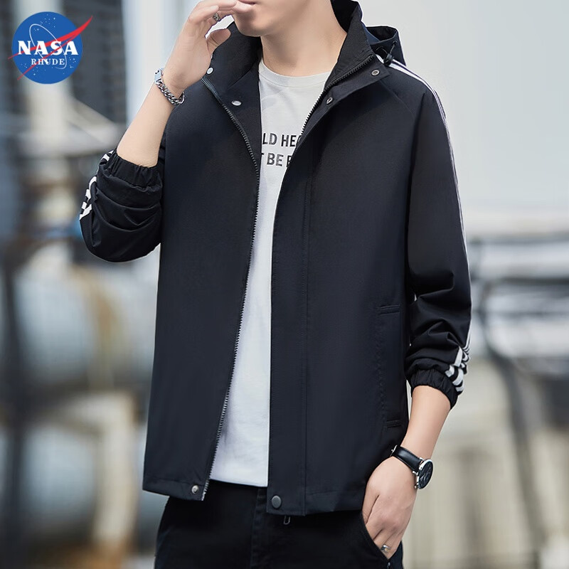 NASA RHUDE 情侣休闲连帽登山运动夹克外套 男士夹克 39.55元（需用券）