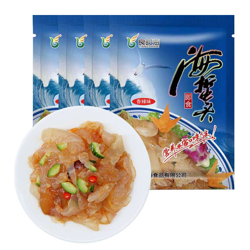 移动端、京东百亿补贴：良时海 大连即食海蜇头净重1.76斤 4袋(含料包) 8.57