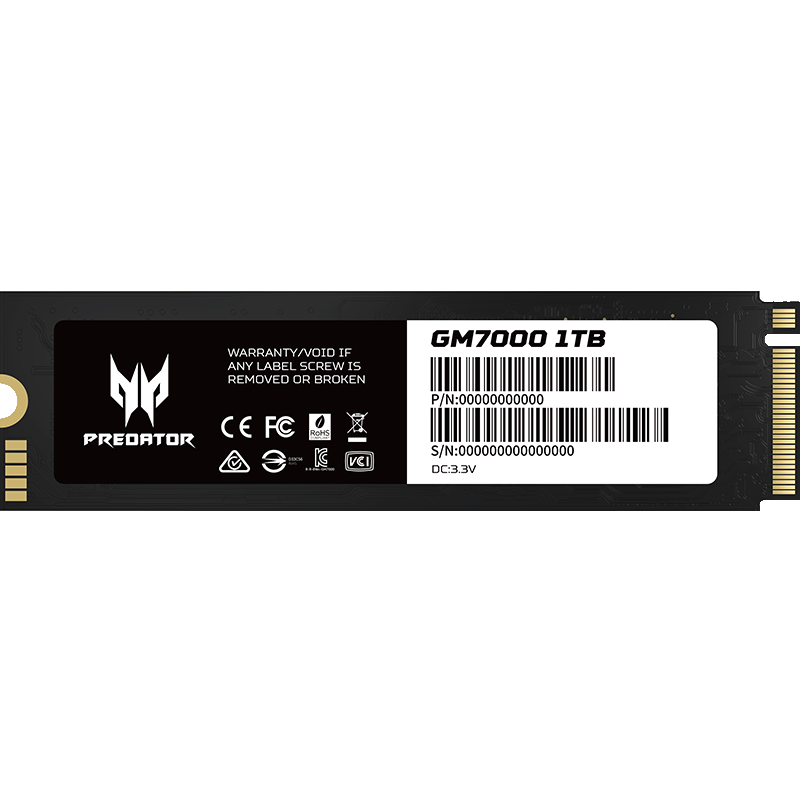 宏碁掠夺者（PREDATOR）1TB SSD固态硬盘 GM7000系列｜NVMe PCIe 4.0 476.51元