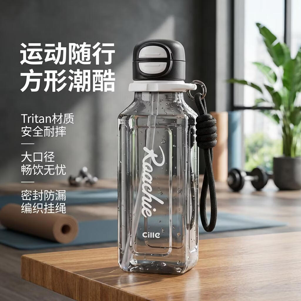 cille 希乐 水杯大容量方形Tritan材质水杯 810ml 19.46元（需用券）