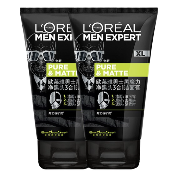 L'OREAL PARIS 欧莱雅男士黑魔力洗面奶洁面乳控油去黑头氨基酸护肤品礼物送