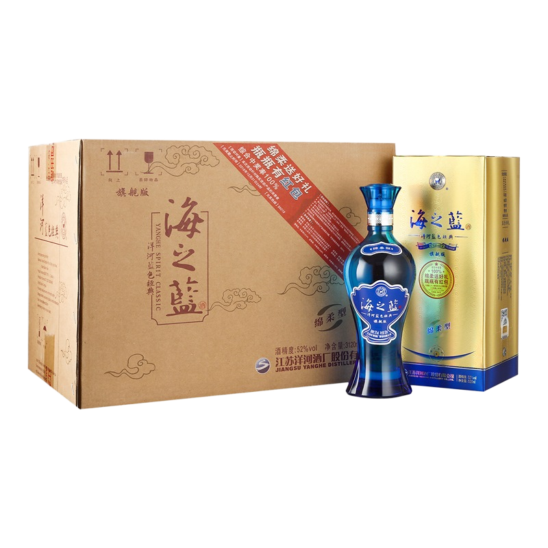 新活动、京东百亿补贴、PLUS会员：洋河 蓝色经典 海之蓝 52度 520ml*6瓶 整箱