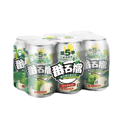 88VIP：健力宝 第5季果潮果味 番石榴水果饮料310ml×6+送一件同款水蜜桃味 13.2