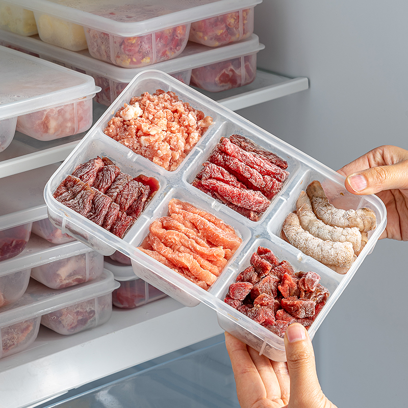 inomata 日本进口冰箱专用冻肉分格盒子冷冻室分装冷冻收纳盒备菜盒保鲜盒 1