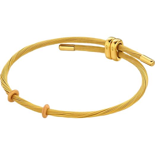 周大福 黄金色钢丝手绳配双金属调节扣男女 21.25cm AX159 88元