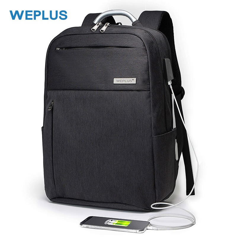 puls会员：WEPLUS唯加 双肩包 行李电脑防水双肩背包 黑灰色 86.01元