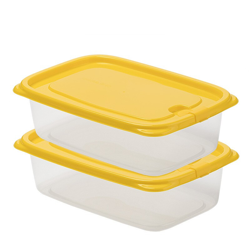 茶花 塑料保鲜盒食品级可加热大容量 1200ML 黄色2只装 3.71元（需用券）