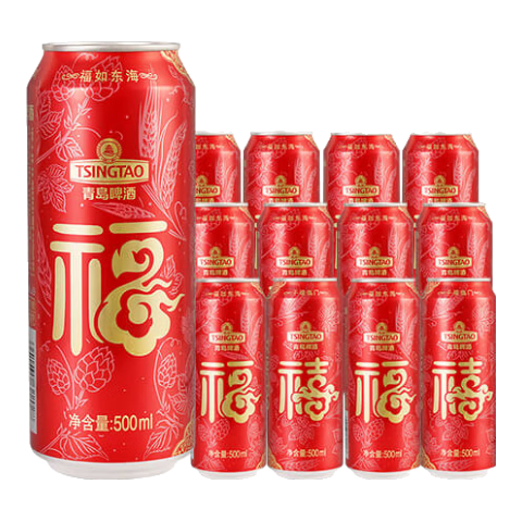 青岛啤酒 经典10度福禧双至 年货送礼 500mL 12罐 *2件 94.72元（需领券，合47.36