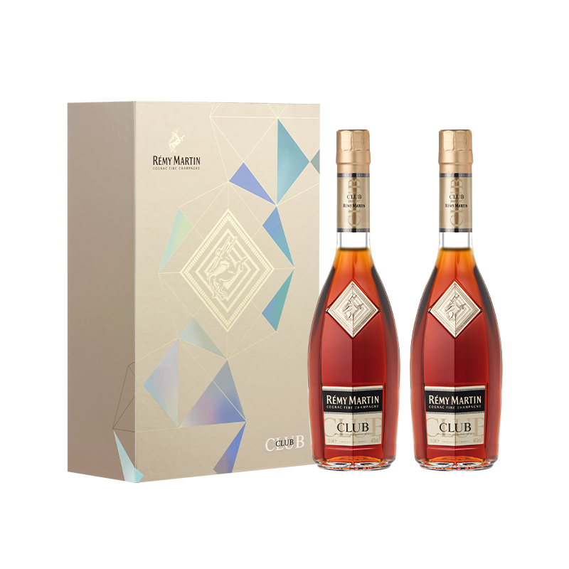 plus会员：人头马（Remy Martin）洋酒 CLUB优质香槟区干邑白兰地 500ml*2瓶 双支