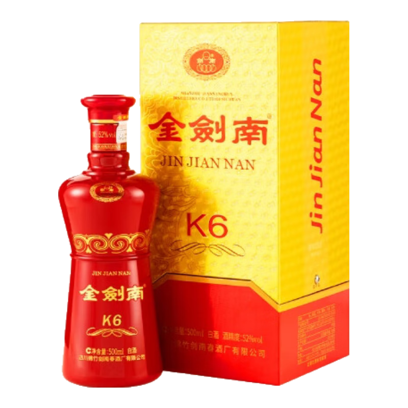 京东百亿补贴:剑南春 金剑南K6 52度 500ml 单瓶装 浓香型白酒 129元