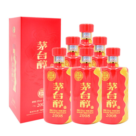 移动端：MOUTAI 茅台 醇2008 53度 酱香型白酒 500ml*6瓶 273.24元