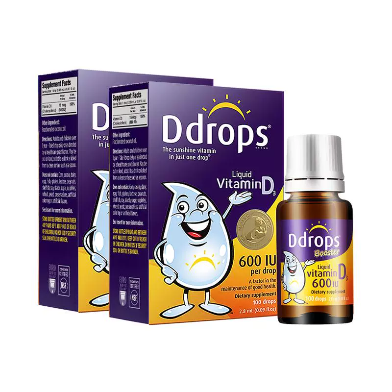 Ddrops 儿童维生素D3滴剂 600IU 2瓶装 ￥107