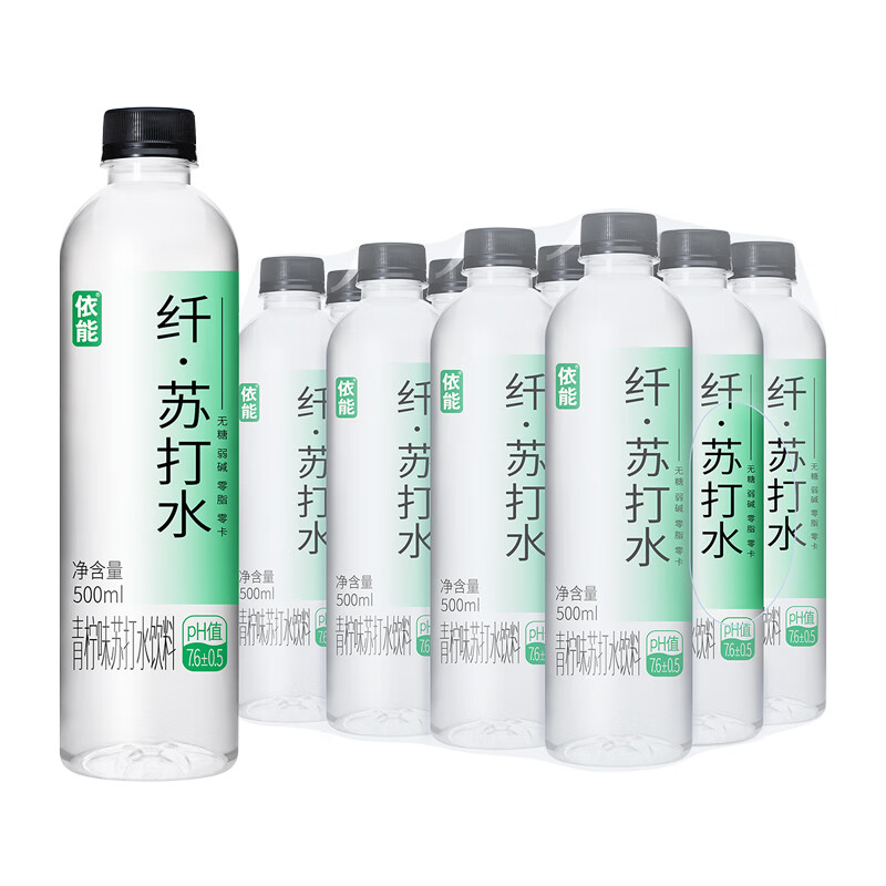 PLUS会员：yineng 依能 纤苏打青柠 500ml*12瓶 14.81元包邮（双重优惠）