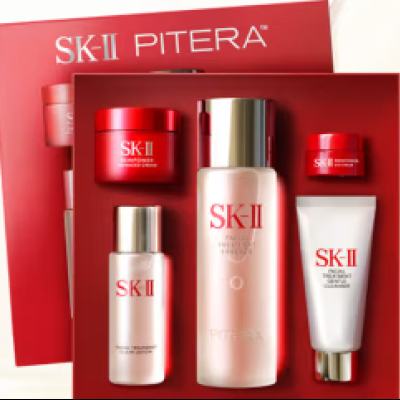 38节：SK-II 神仙水护肤品套装 SK2神仙水75ml+洁面膏20g+嫩肤霜30ml+精华霜15g+眼