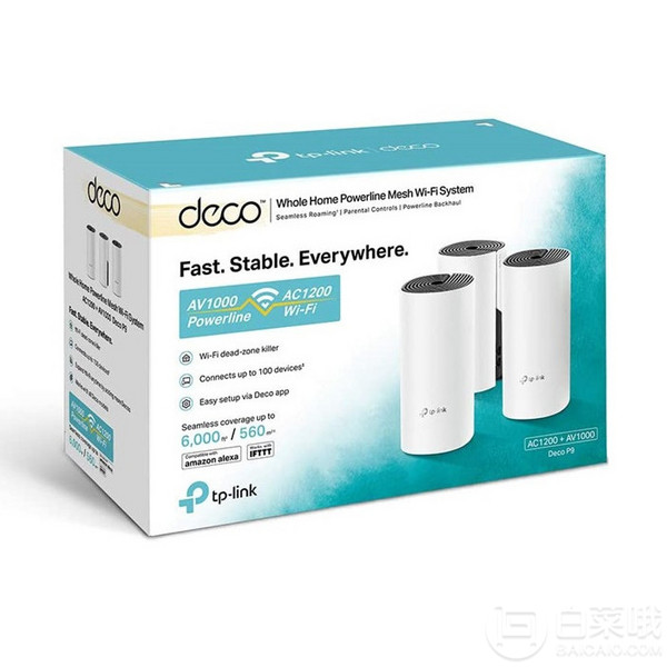 WiFi黑科技，TP-Link 普联 Deco P9 基于电力线网络 无线路由器系统（3个装）1011.4元