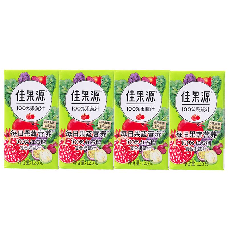 佳果源 佳农 佳果源100%红石榴复合果蔬汁 125g*4瓶 4.39元